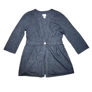 Motherhood Maternity Gray Cardigan Sweater Long‎ Sleeve Button Flowy Tunic M